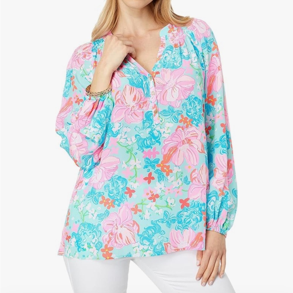 Lilly Pulitzer Elsa Top Surf Blue Luscious Lions NWT XXL